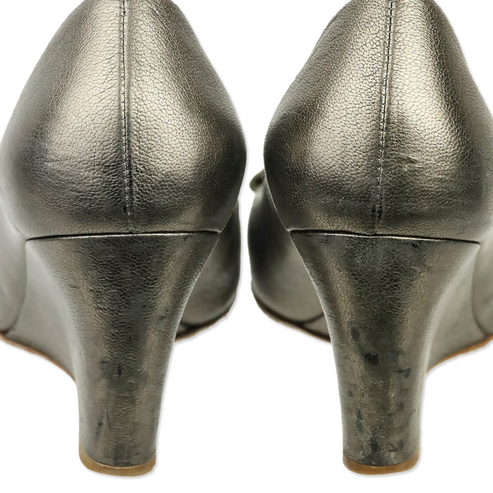 Salvatore Ferragamo Vara Wedge in Metallic Brown Leather