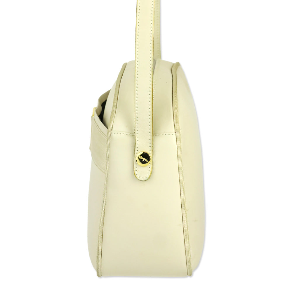 Salvatore Ferragamo Vintage Cream Leather Vara Accent Camera Bag