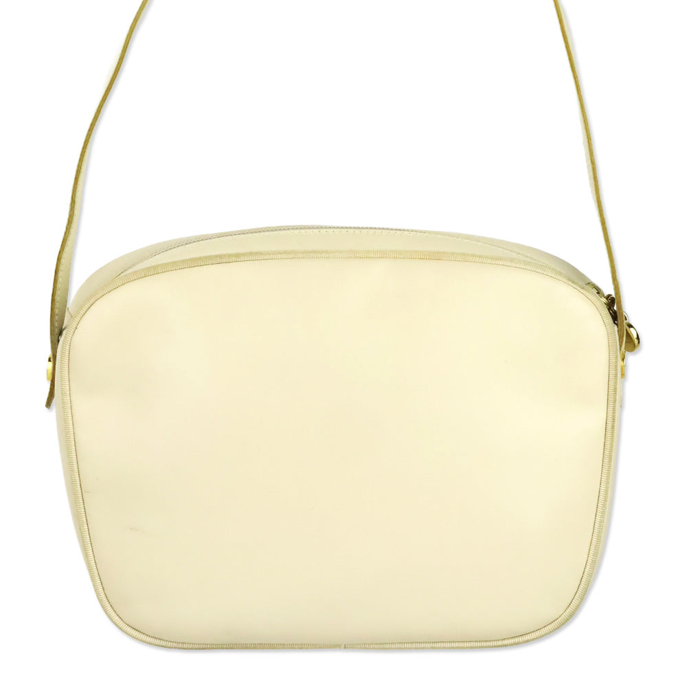 Salvatore Ferragamo Vintage Cream Leather Vara Accent Camera Bag