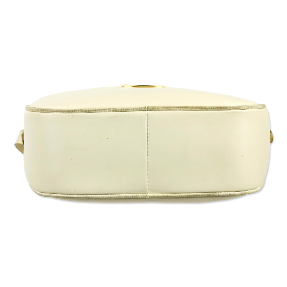 Salvatore Ferragamo Vintage Cream Leather Vara Accent Camera Bag