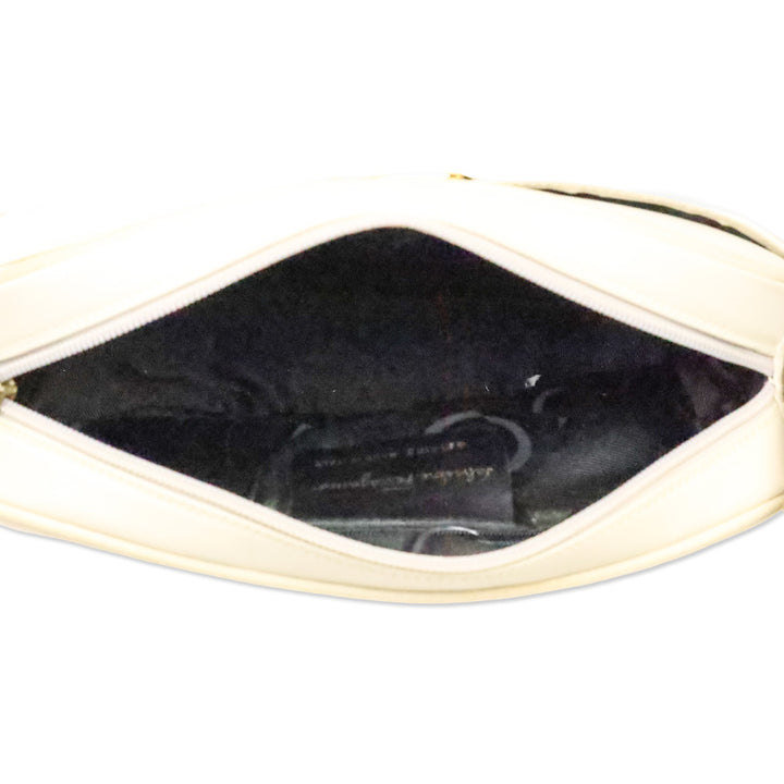 Salvatore Ferragamo Vintage Cream Leather Vara Accent Camera Bag