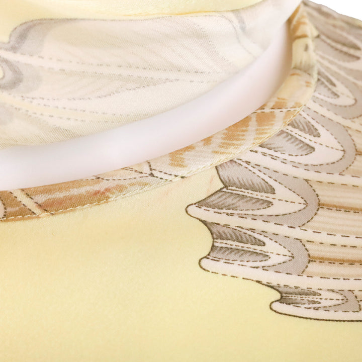 Salvatore Ferragamo Yellow Butterfly Print Silk Long Sleeve Blouse with Scarf