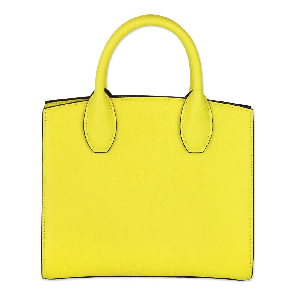 Salvatore Ferragamo Yellow Hammered Calfskin Leather Studio Box Bag