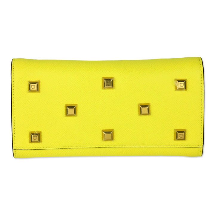 Salvatore Ferragamo Yellow Hammered Calfskin Leather Studio Box Bag