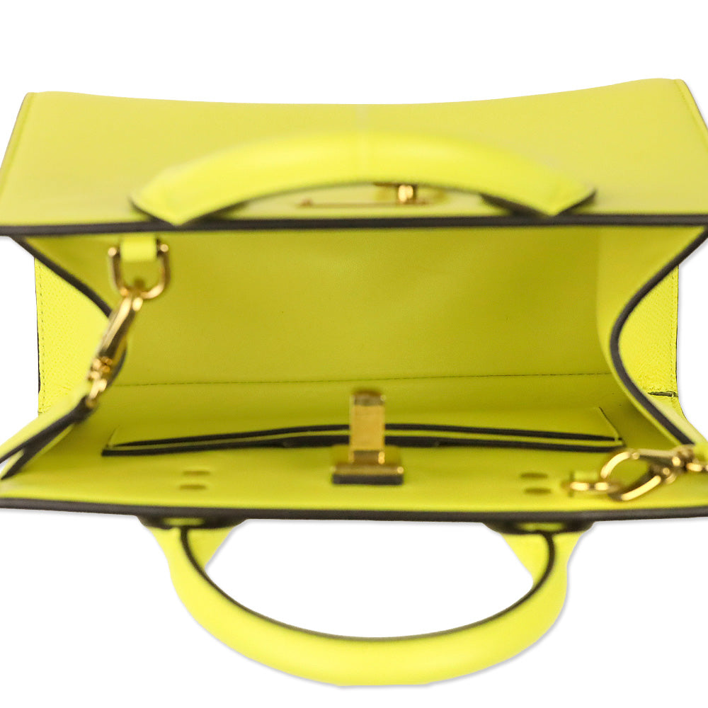 Salvatore Ferragamo Yellow Hammered Calfskin Leather Studio Box Bag