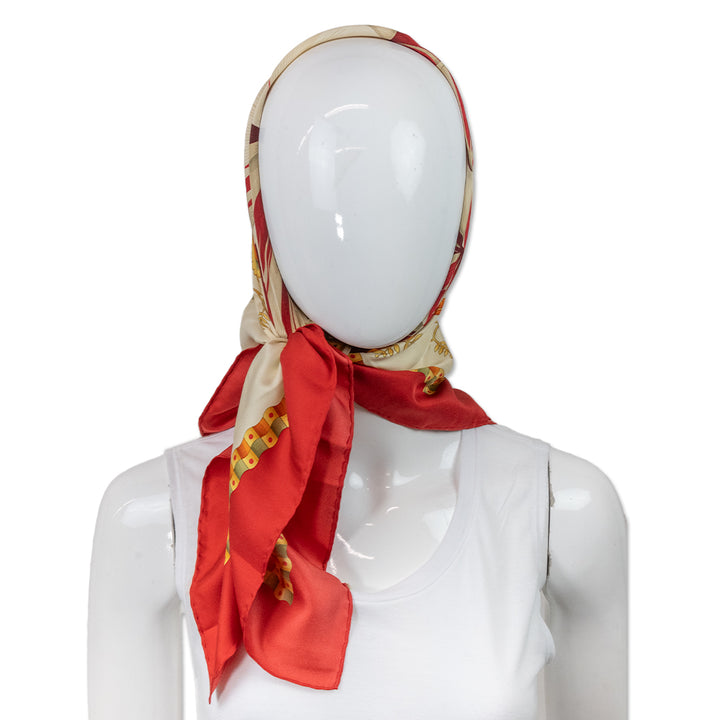 Salvatore Ferragamo Yellow and Red Floral Printed Silk Scarf