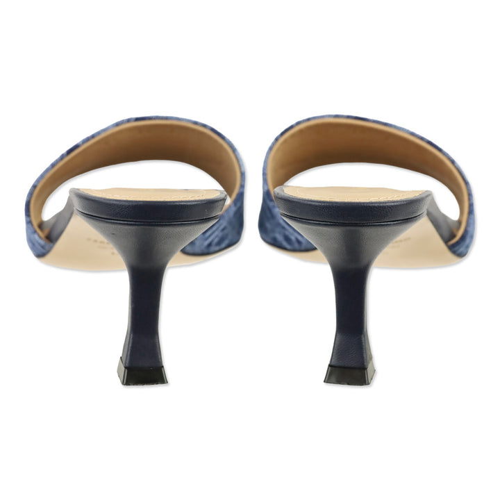 Salvatore Ferragamo Zenobia Blue Monogram Denim 55mm Mule
