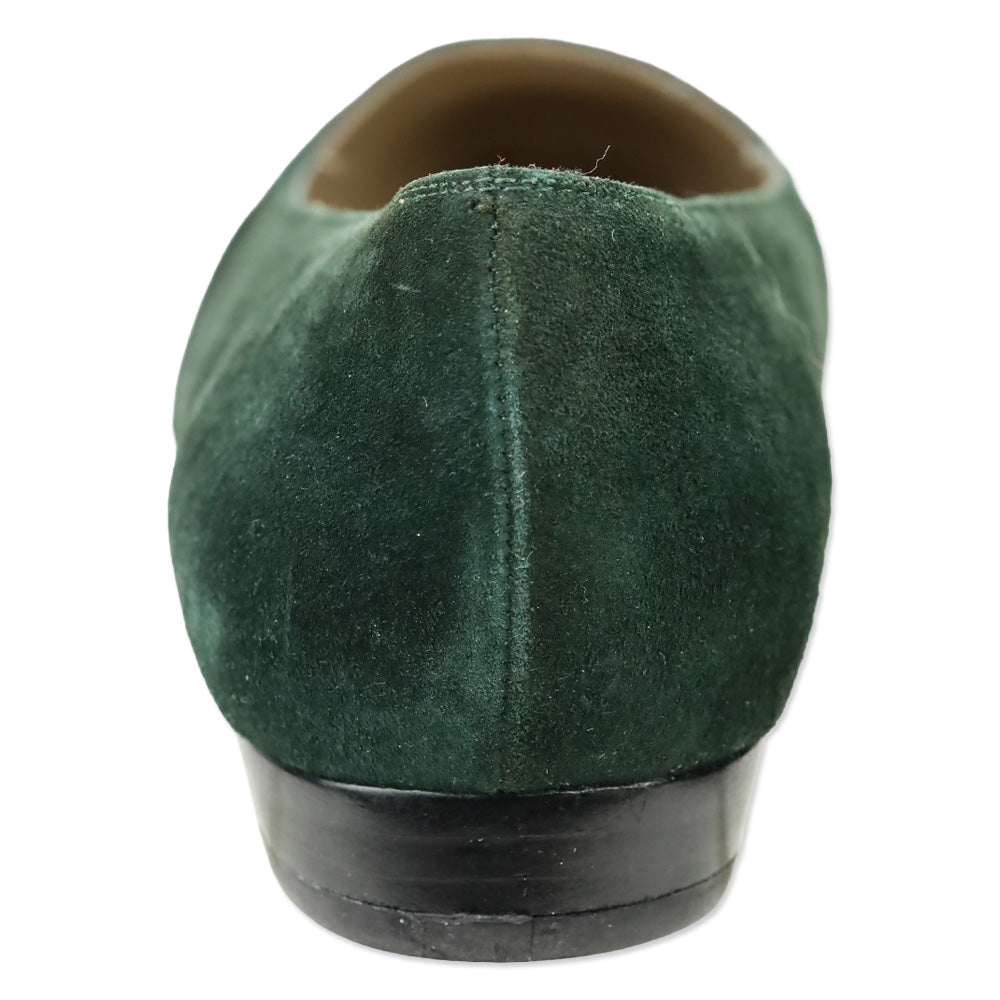 Salvatore Ferragamo Emerald Quilted Suede Flats