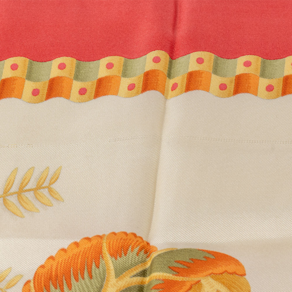 Salvatore Ferragamo Yellow and Red Floral Printed Silk Scarf