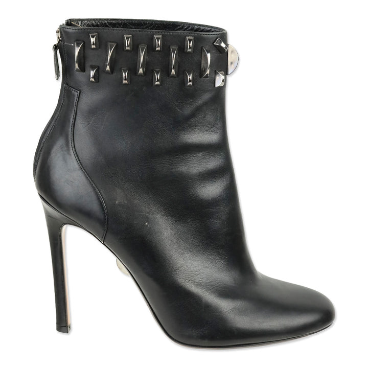 Samuele Failli Black Leather Studded Heeled Ankle Boot
