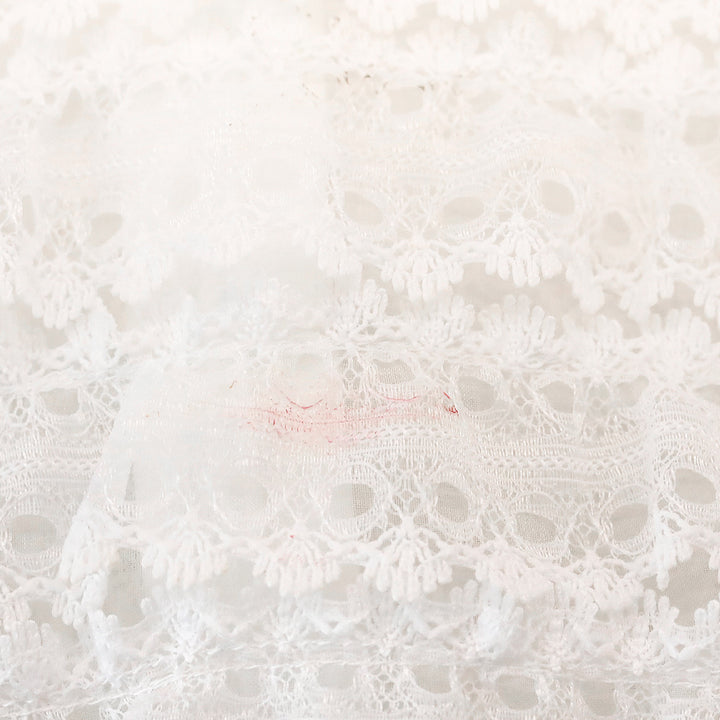 Sandro Addiction Ecru Tiered Mesh & Lace Silk Top
