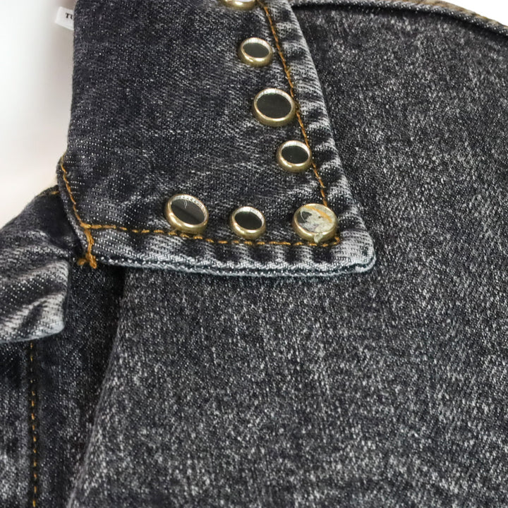 Sandro Ambre Mirrored Stud Black Denim Jacket