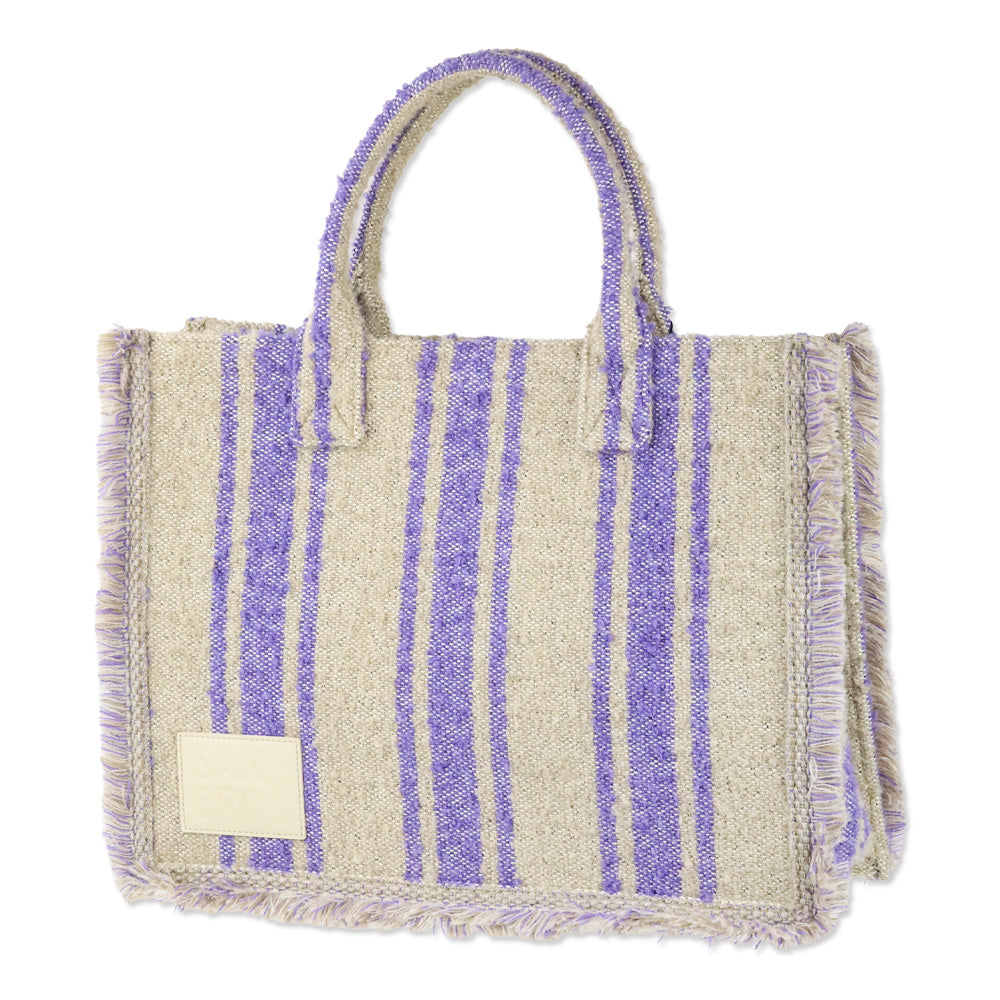 Sandro Beige/Lavender Striped Transat Kasbah Tote