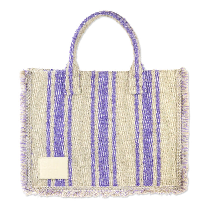 Sandro Beige/Lavender Striped Transat Kasbah Tote