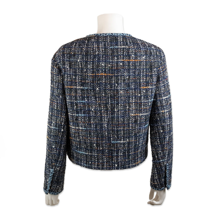 Sandro Blue Tweed Button Down Jacket