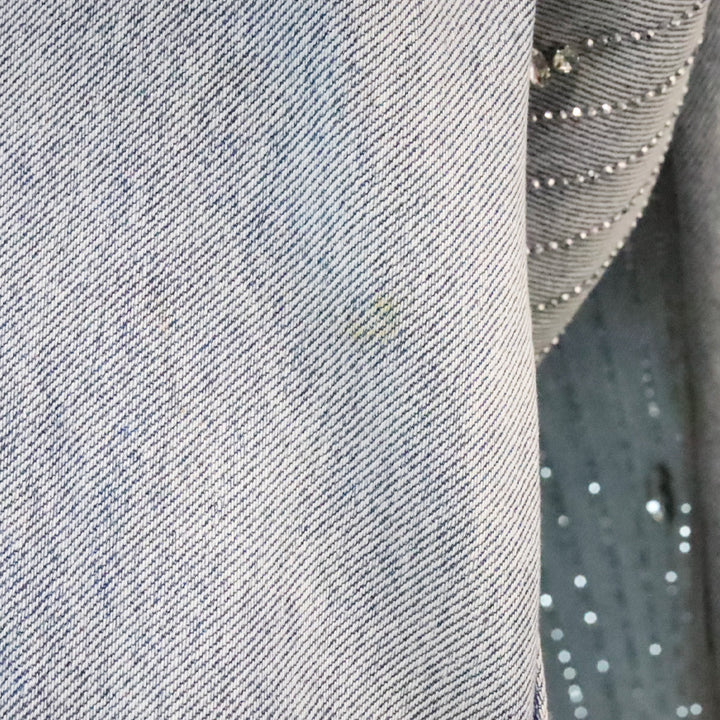 Sandro Light Blue Indie Rhinestone Wide-Leg Jeans