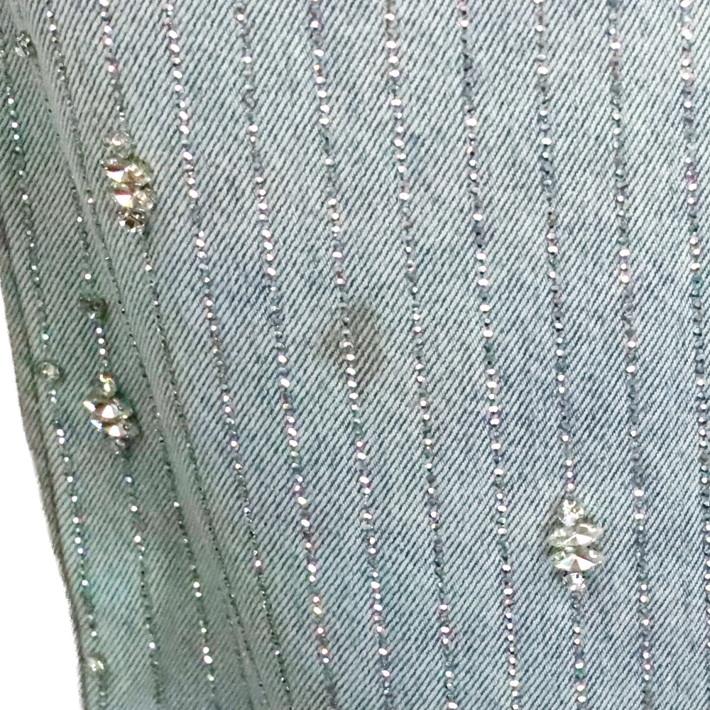 Sandro Light Blue Indie Rhinestone Wide-Leg Jeans