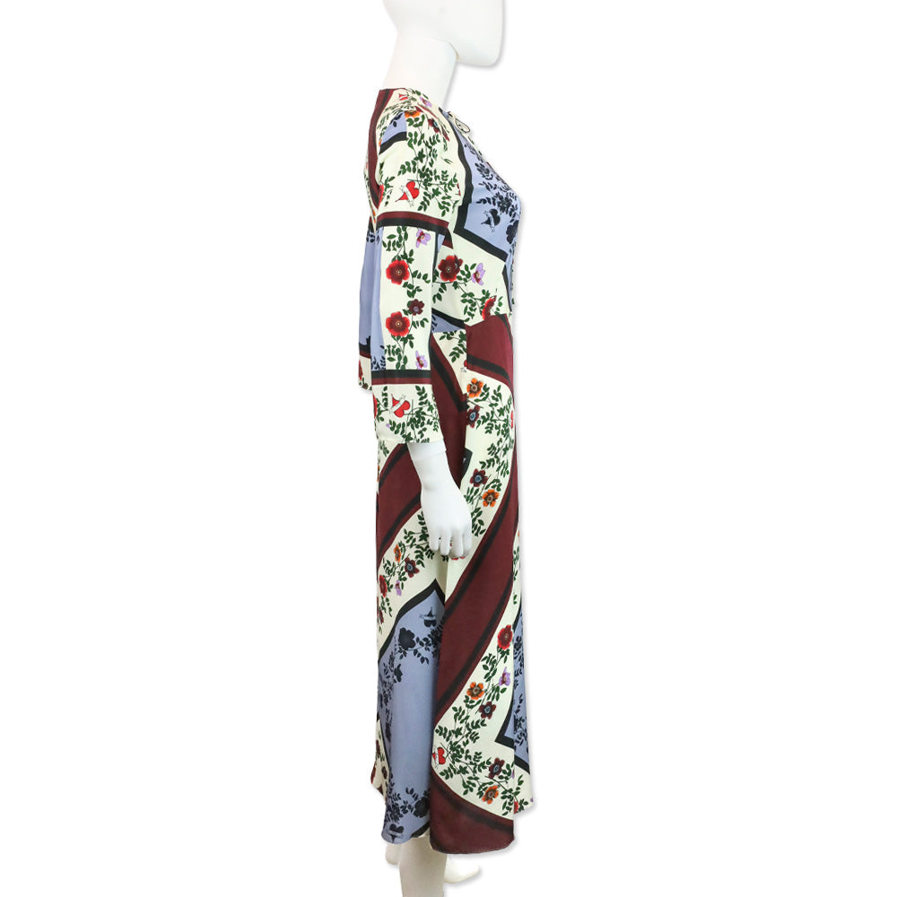 Sandro Steffie Floral & Square Print Silk Midi Dress