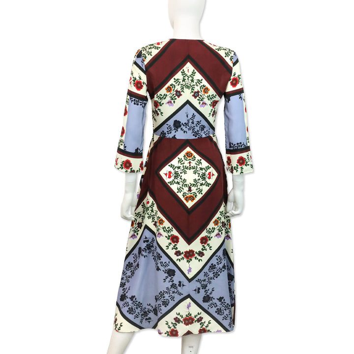 Sandro Steffie Floral & Square Print Silk Midi Dress
