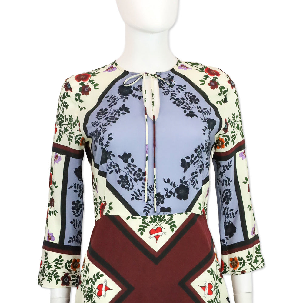 Sandro Steffie Floral & Square Print Silk Midi Dress