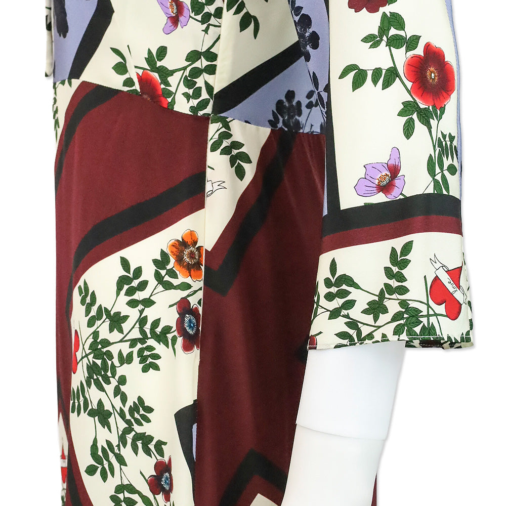 Sandro Steffie Floral & Square Print Silk Midi Dress