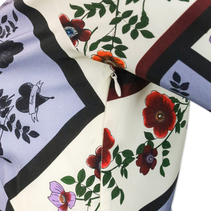 Sandro Steffie Floral & Square Print Silk Midi Dress