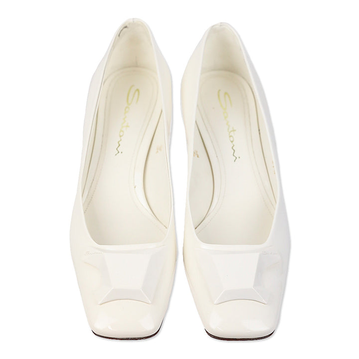 Santoni Sibile 50mm White Patent Leather pumps