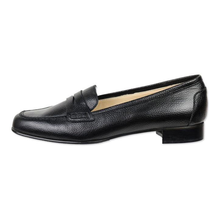 Sapore Di Pelle Black Pebble Leather Penny Loafers