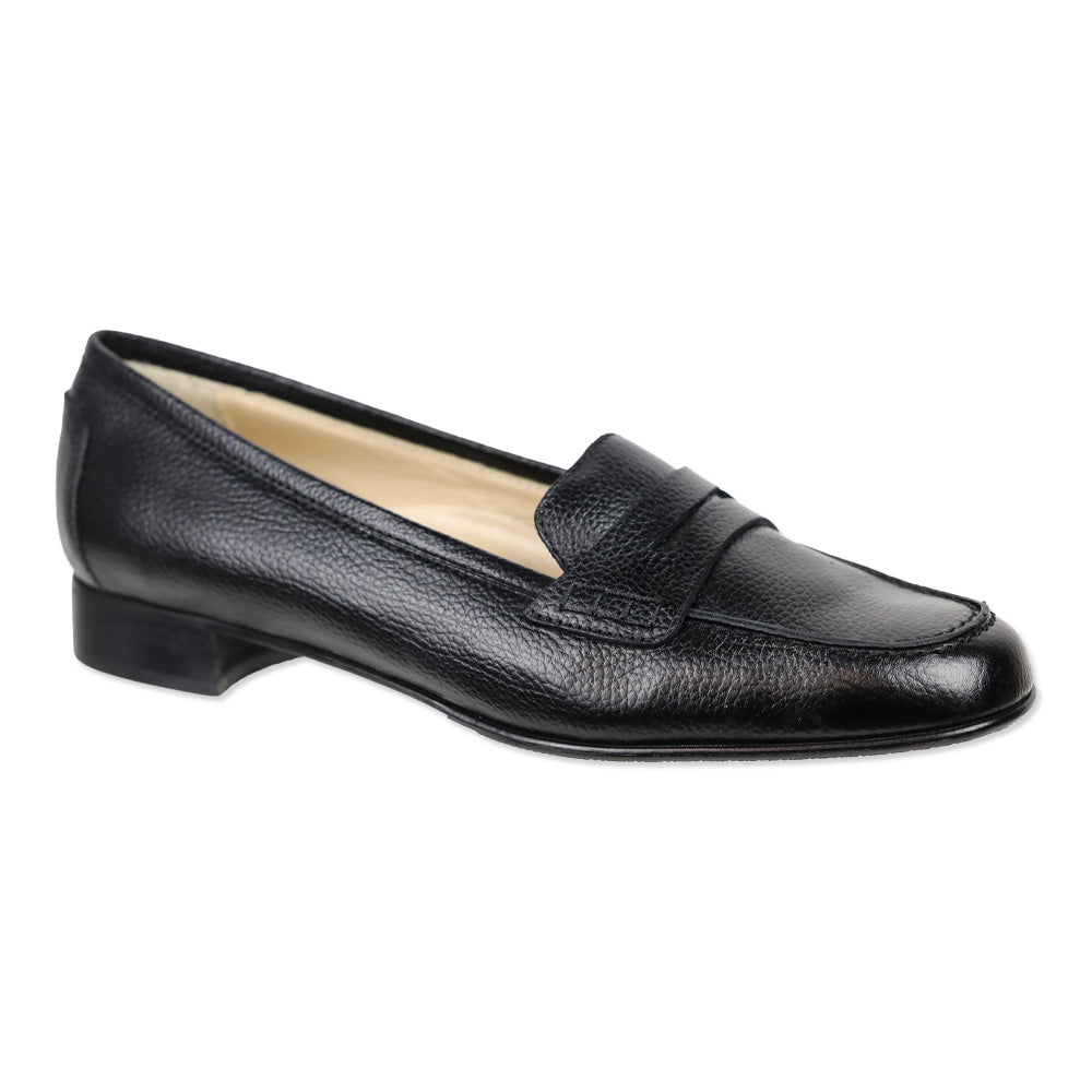 Sapore Di Pelle Black Pebble Leather Penny Loafers