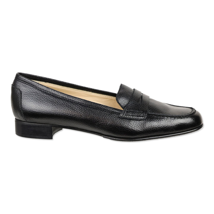 Sapore Di Pelle Black Pebble Leather Penny Loafers