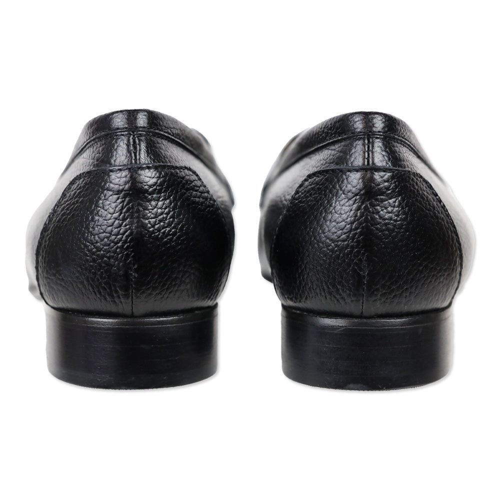 Sapore Di Pelle Black Pebble Leather Penny Loafers
