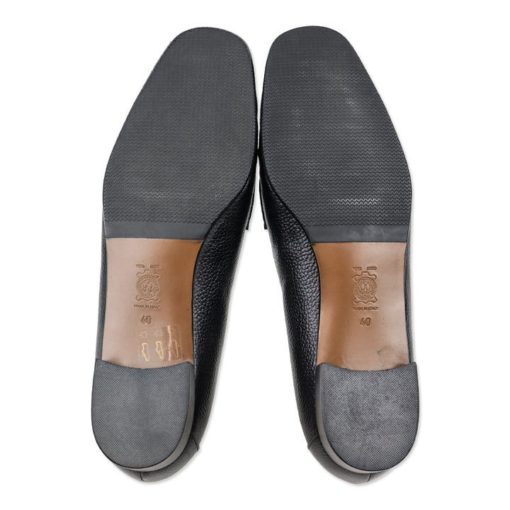 Sapore Di Pelle Black Pebble Leather Penny Loafers