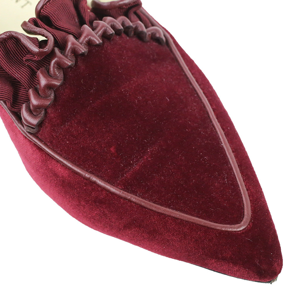 Sarah Flint Burgundy Velvet Ruffle Gudel Loafer
