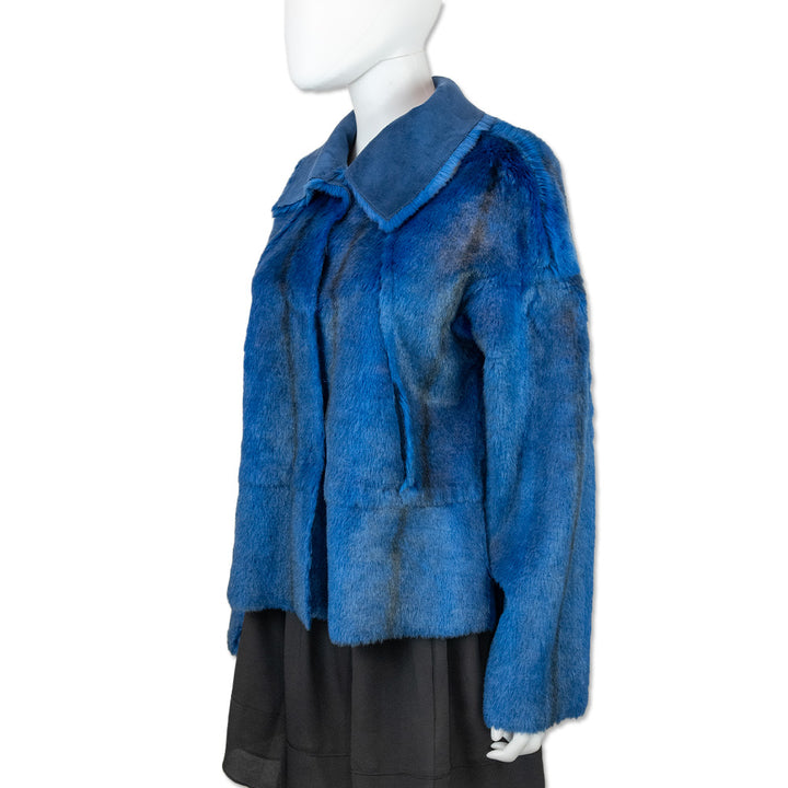 Save The Queen Blue Faux Fur Coat