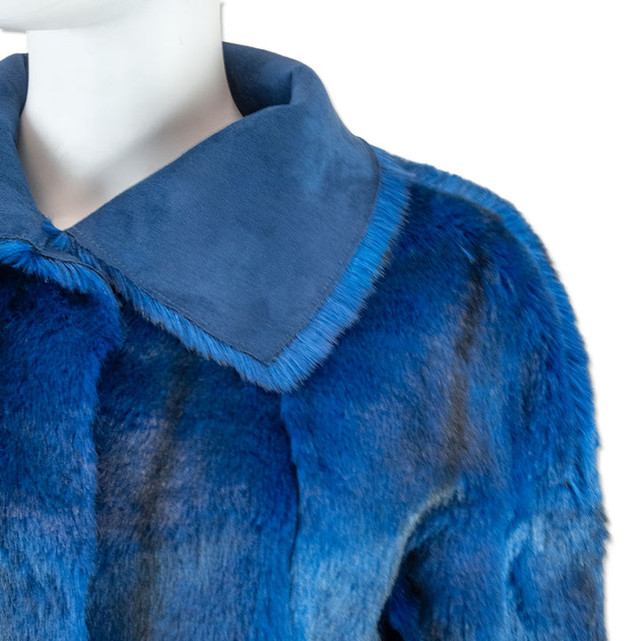 Save The Queen Blue Faux Fur Coat