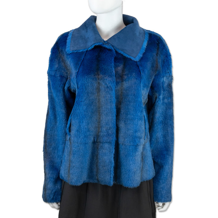 Save The Queen Blue Faux Fur Coat