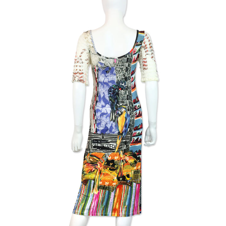Save The Queen Multicolor Pattern Print Jersey Midi Dress