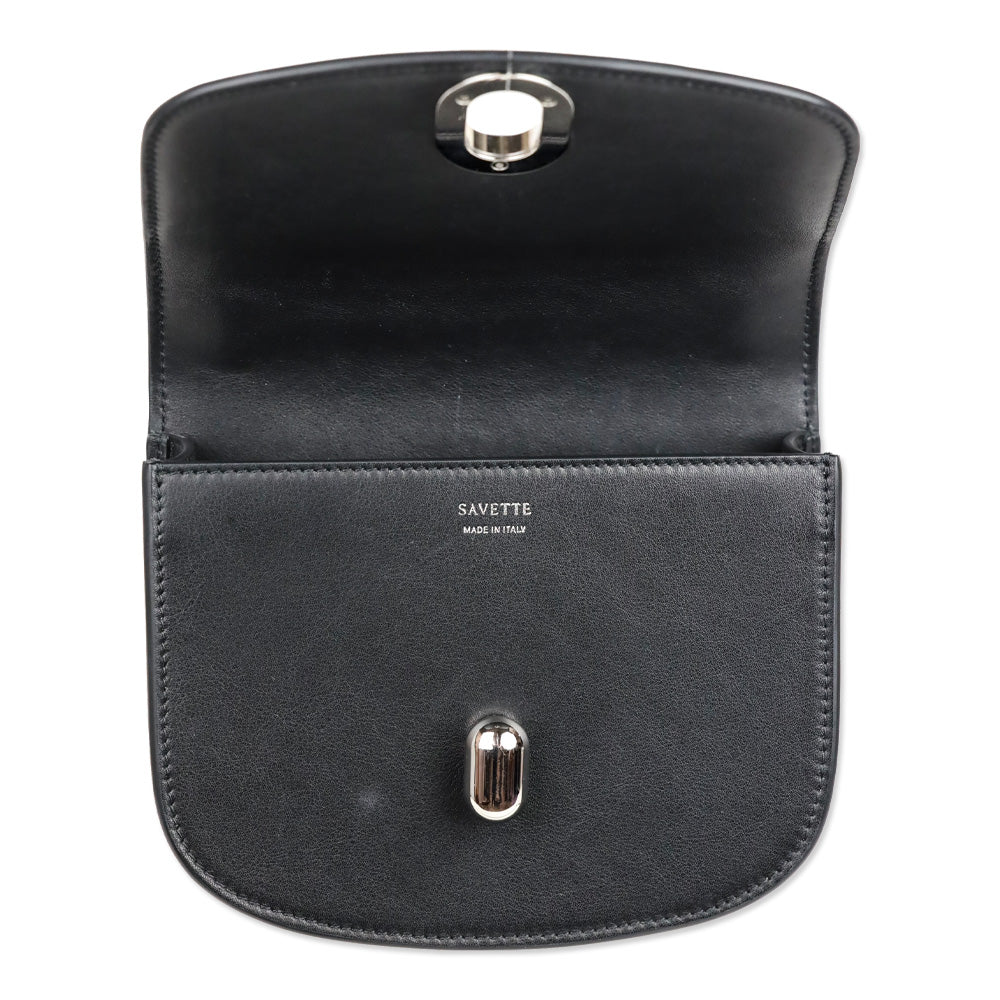 Savette Black Leather Mini Tondo Bag