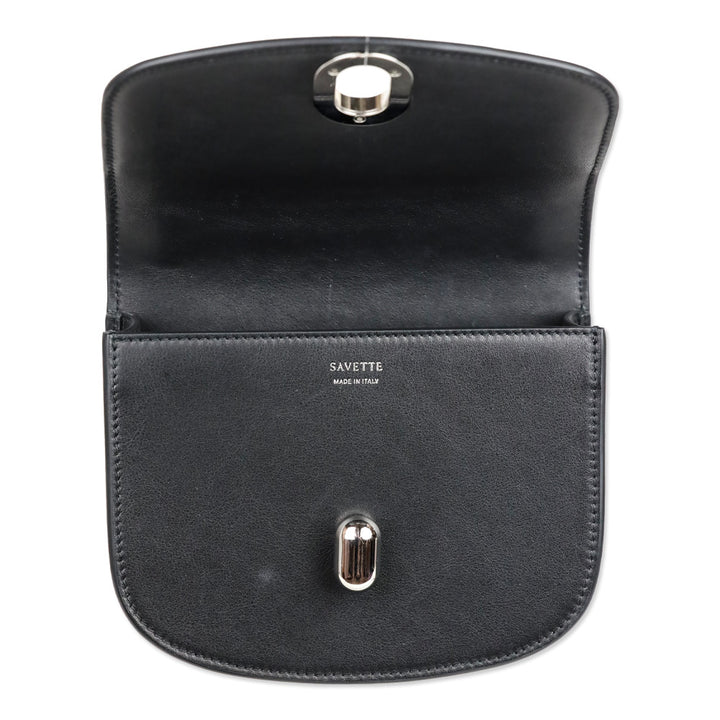 Savette Black Leather Mini Tondo Bag