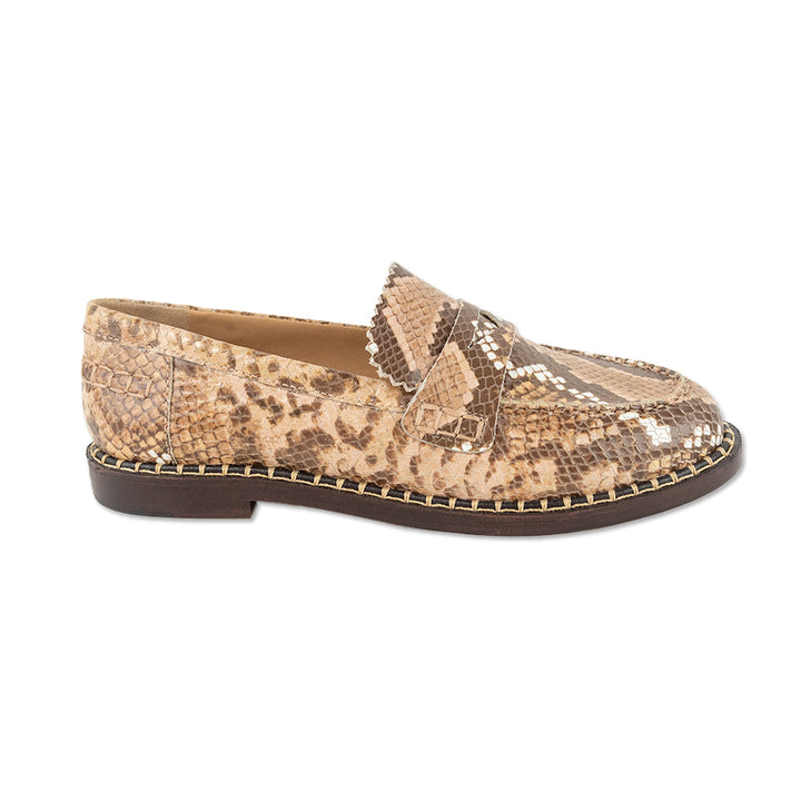 Schutz Christie Snakeskin Embossed Penny Loafers