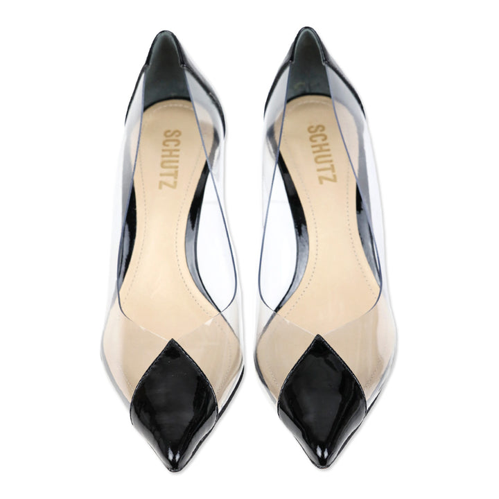Schutz Garthy Vinyl & Black Patent Leather Pump