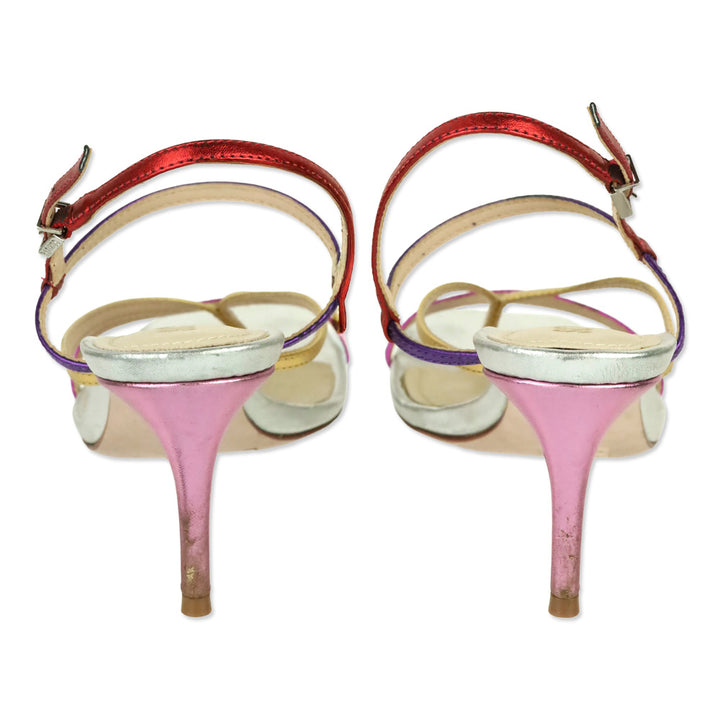 Schutz Multicolor Metallic Leather Ankle-Strap Thong Sandal