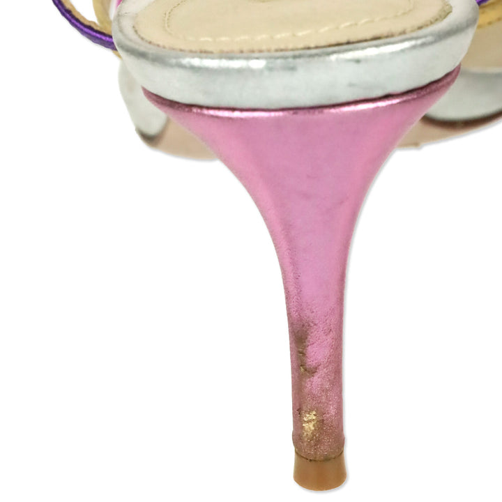 Schutz Multicolor Metallic Leather Ankle-Strap Thong Sandal