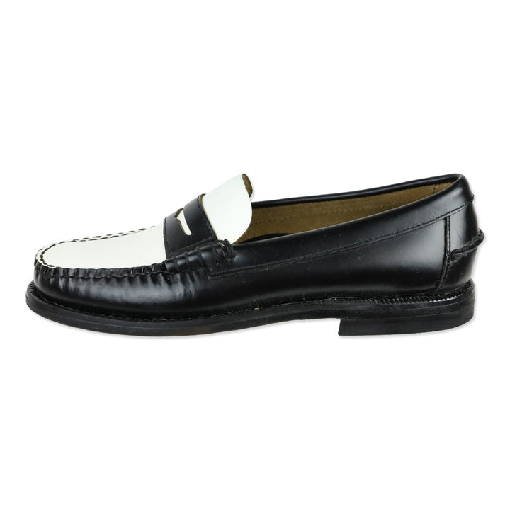 Sebago Black White Leather Classic Dan Moccasin Business Loafers