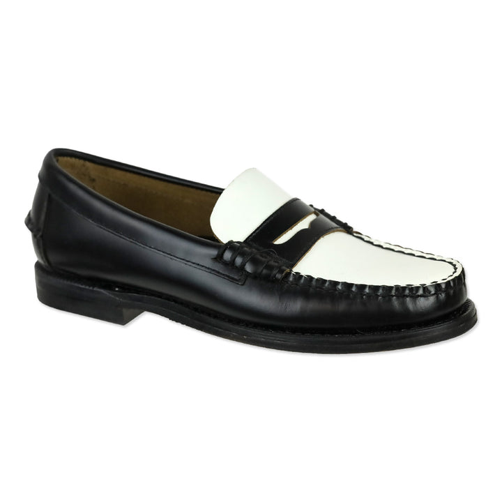 Sebago Black White Leather Classic Dan Moccasin Business Loafers