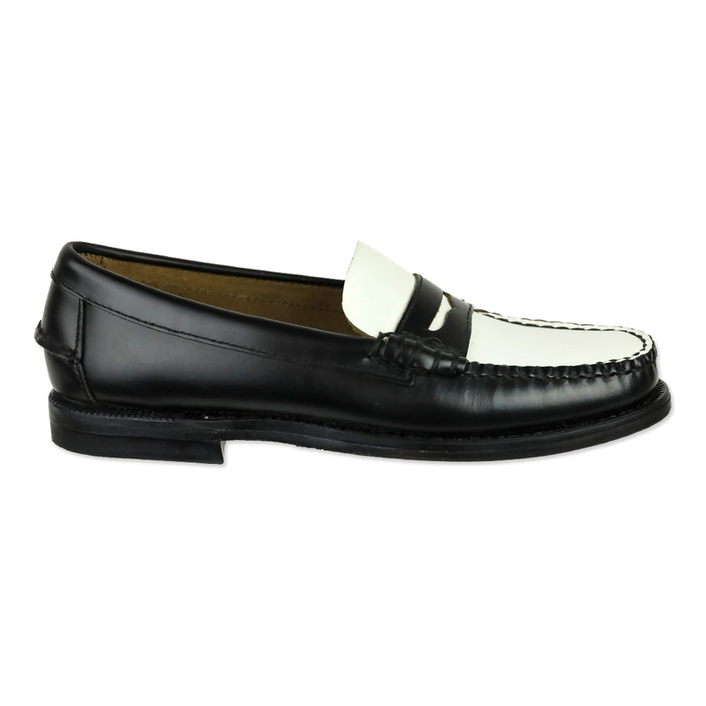 Sebago Black White Leather Classic Dan Moccasin Business Loafers