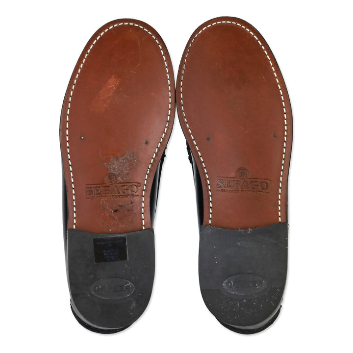 Sebago Black White Leather Classic Dan Moccasin Business Loafers