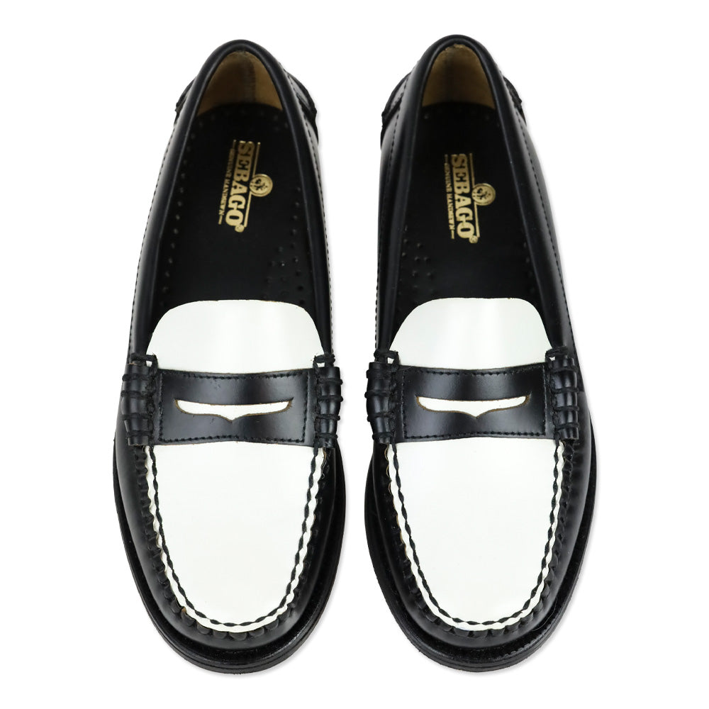 Sebago Black White Leather Classic Dan Moccasin Business Loafers