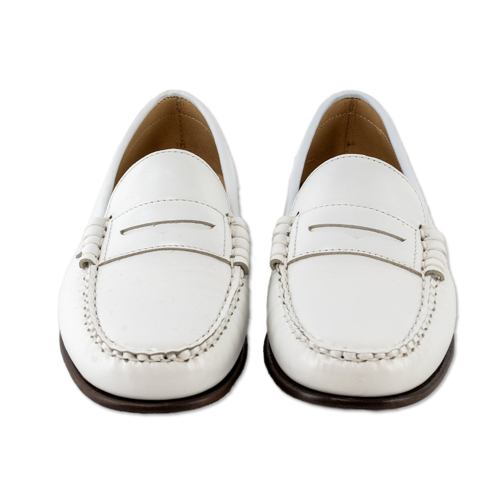 Sebago White Leather Round Toe Loafers