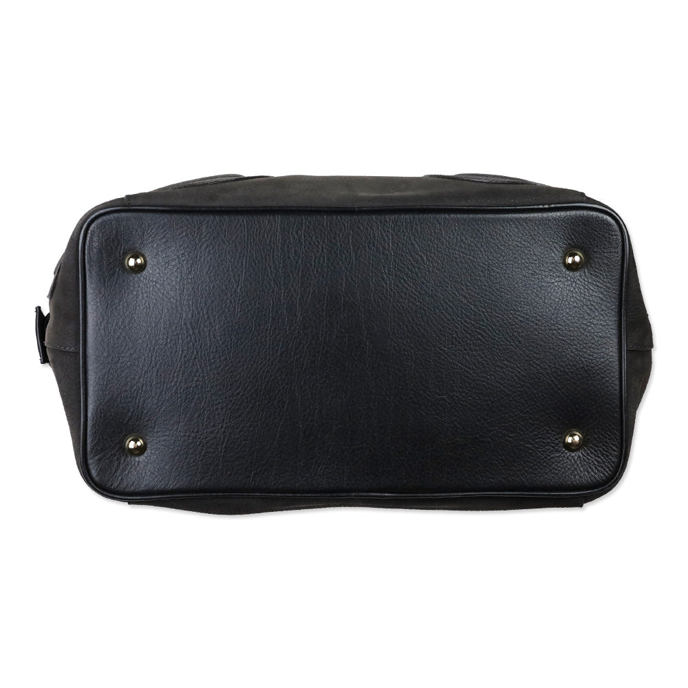 See by Chloé Graphite Pebbled Suede and Black Leather Trim Satchel